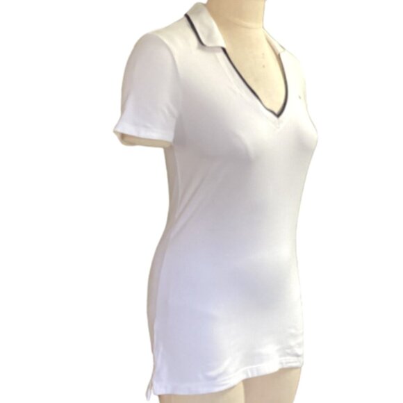 Tommy Hilfiger White Polo Shirt V-Neck Collared Short Sleeve Women XS 284T - Picture 4 of 8